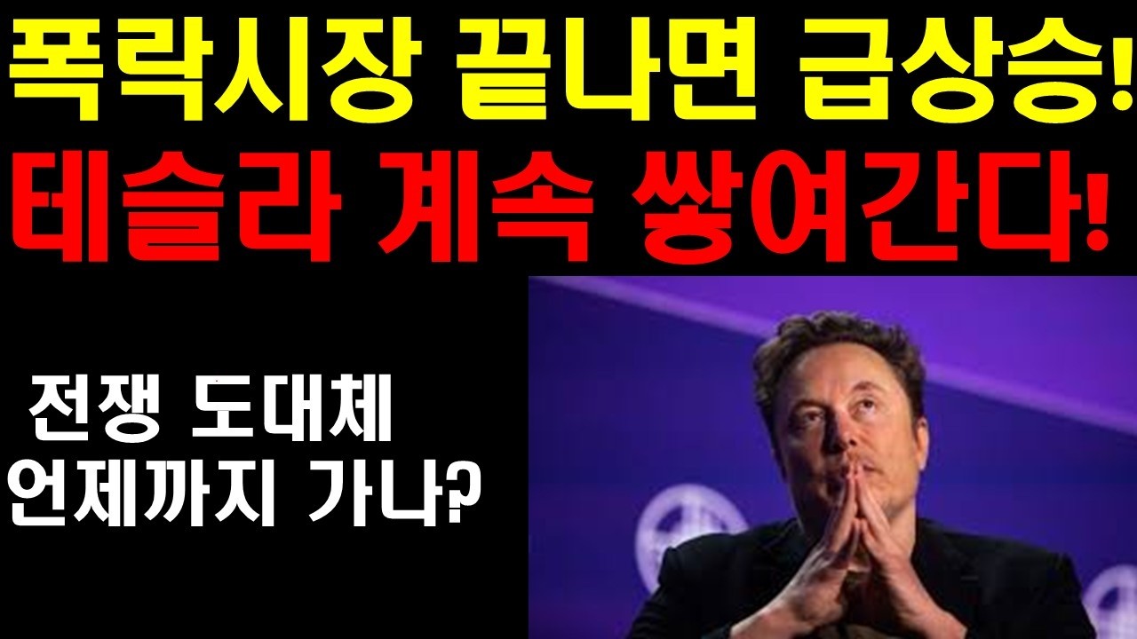 폭락시장 끝나면 급상승 온다! 인내는 쓰고 열매는 달다! 테슬라의 엄청난 기대감! 폭발 에너지 계속 누적되는중! 엔비디아 팔란티어 다시 흐름오면 무섭게 상승한다!