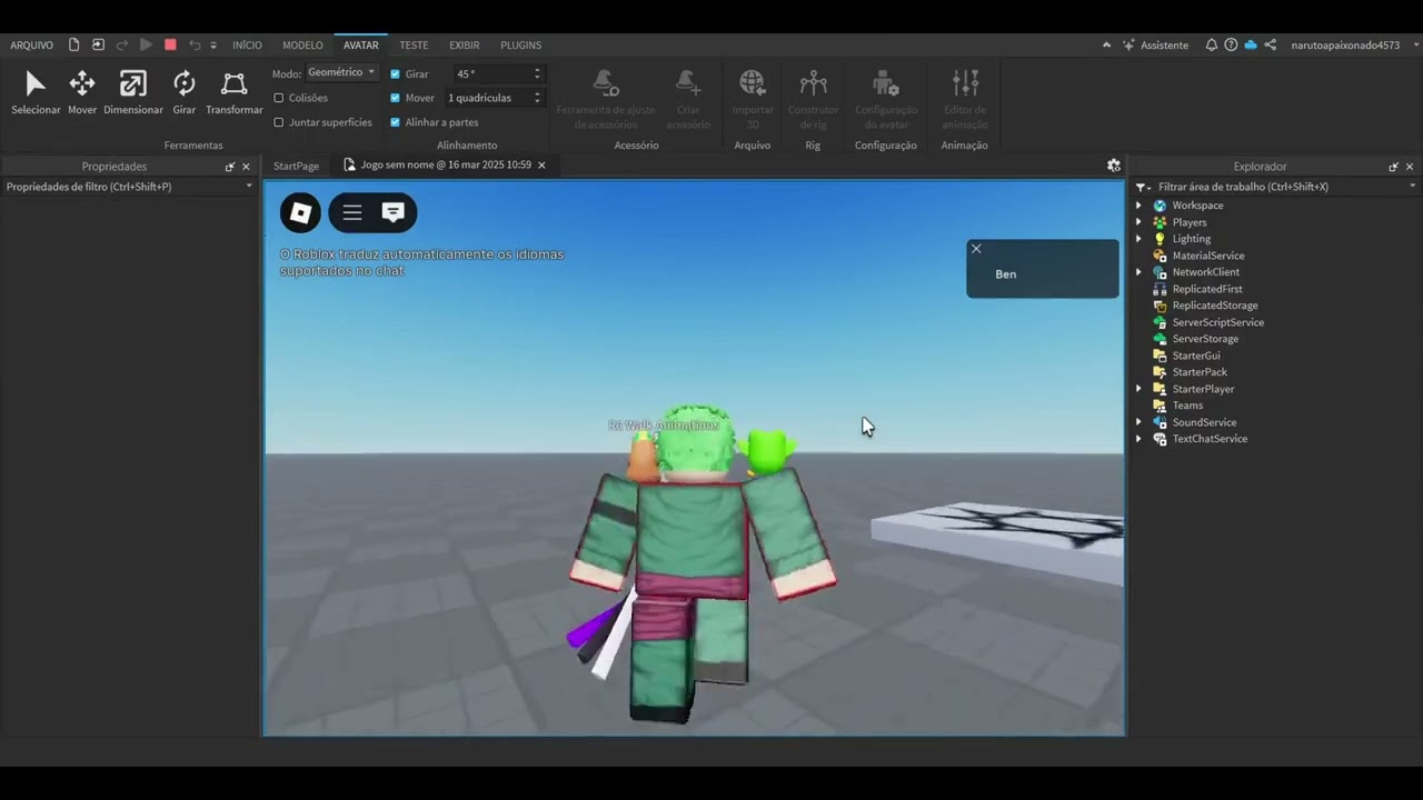 Como mudar a animação de andar no Roblox Studio (Veja até o final!)