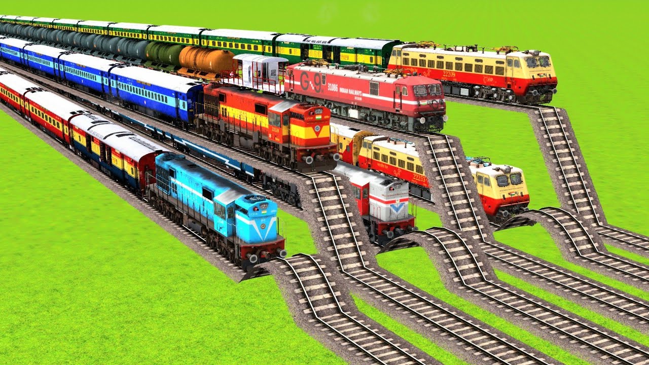 SIX DIFFERENT TRAINS HARDLY RUNNING & ONE TRAIN ACCIDENT ON BUMPS & STAIR RAILROAD|Train Simulator|