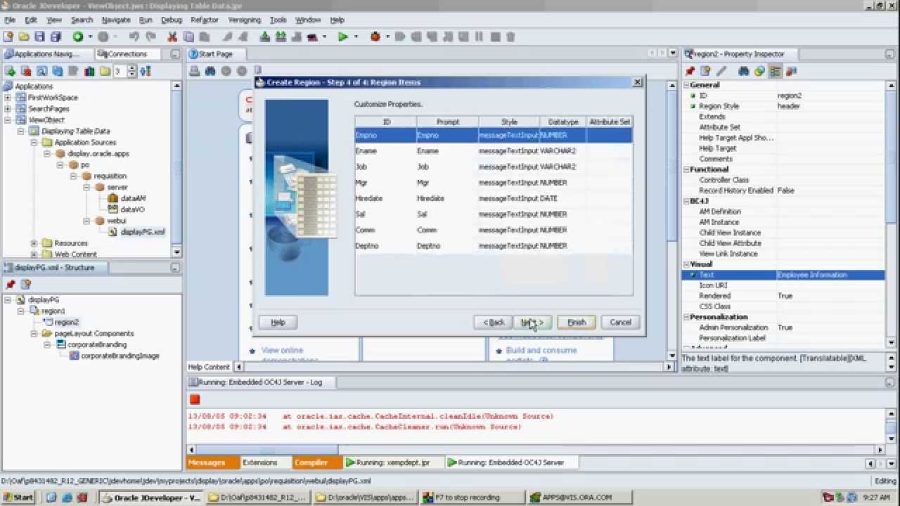 ViewObject to display table data in OAF