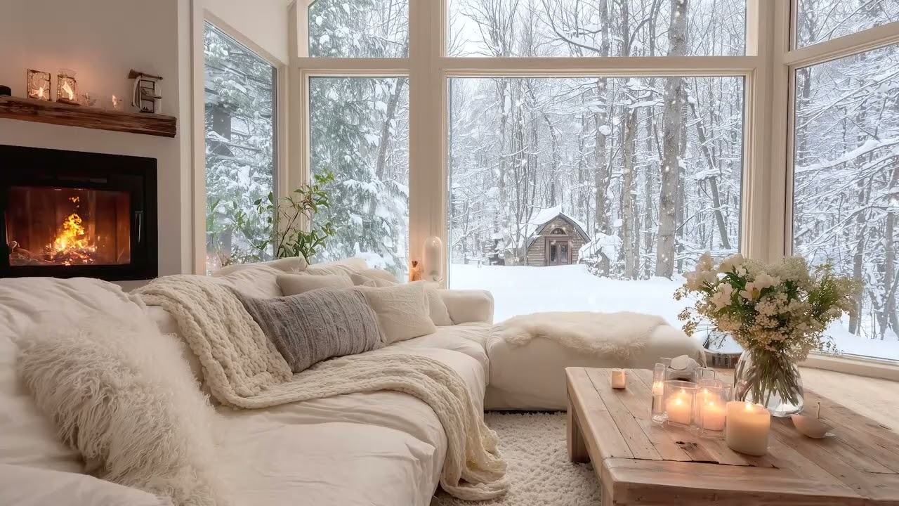 (No Ads) Cozy Morning Piano with Fireplace Sounds for Studying and Calm Productivity