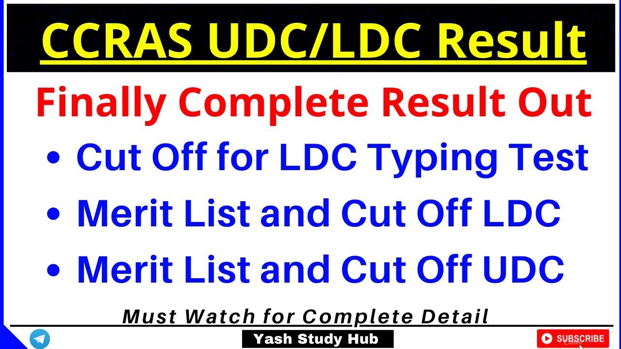 CCRAS UDC LDC Final Result Out | Cut Off and Merit List Out CCRAS UDC LDC