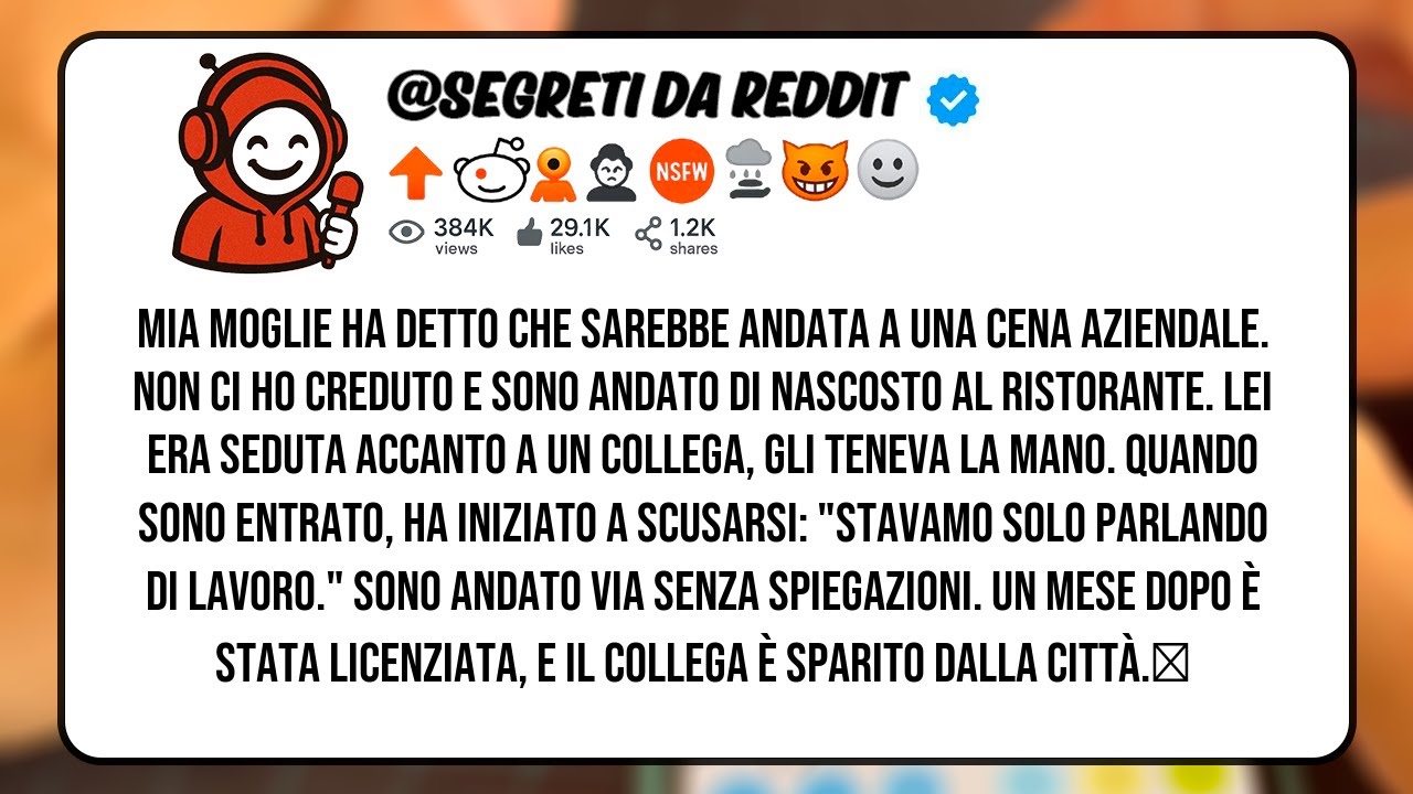 Mia moglie ha detto che sarebbe andata a una cena aziendale. Non ci ho creduto e sono andato di...