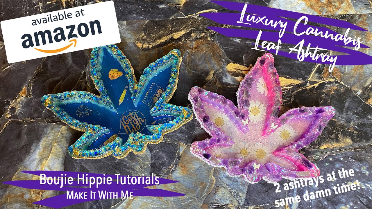 DIY Luxe AMAZON Canna Leaf Ashtray Resin Mold| Crafting w/ CS 💜| Crystals Charms Lace & MORE!