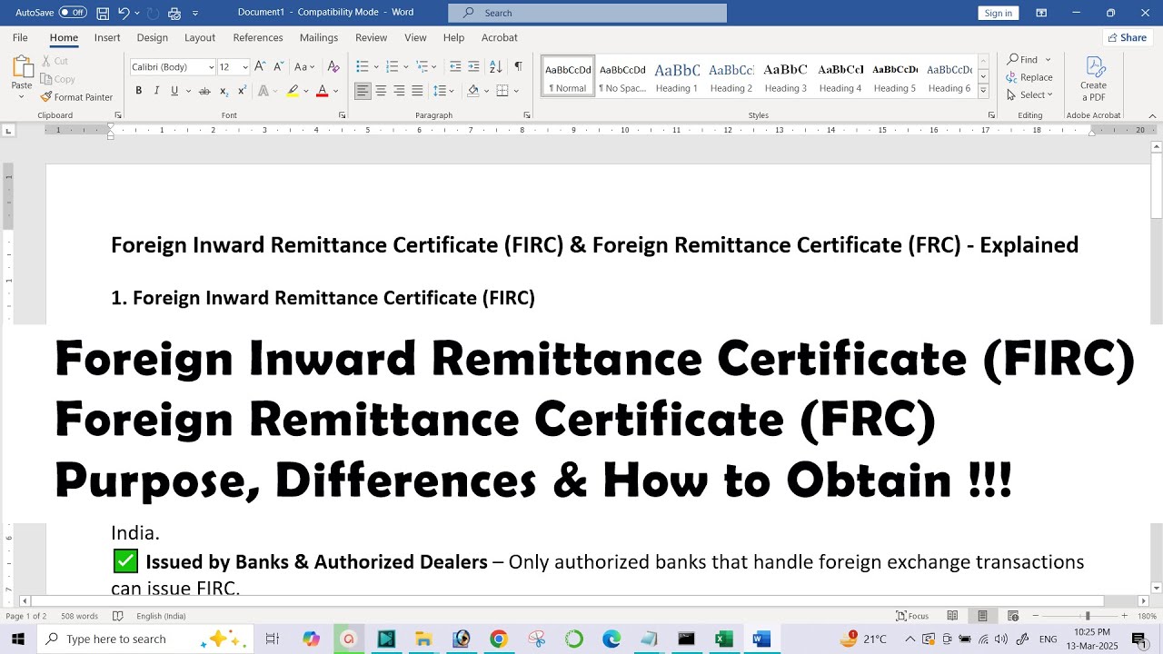 All About Foreign Inward Remittance Certificate (FIRC) & Foreign Remittance Certificate (FRC) !!!