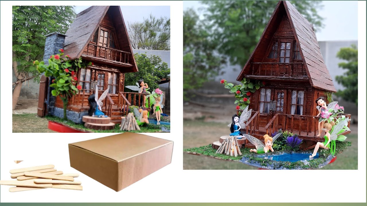 How to make Fairy house Using Cardboard and popsicle sticks| DIY fairy house