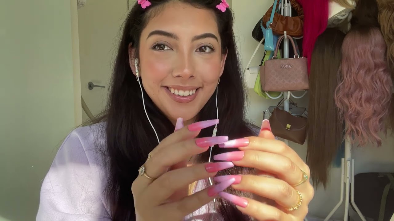 ASMR Nail tapping with long press on nails 💖 | Minimal Whispering