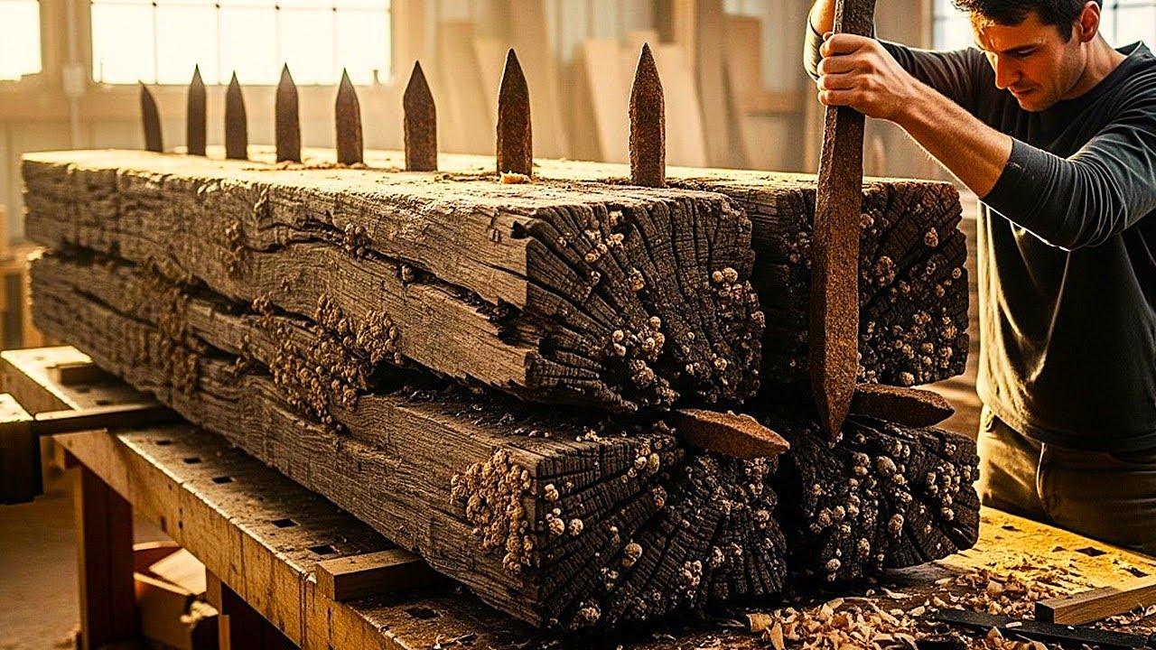 Check Out What This Guy Did With Sleeper Wood To Create A Unique Dining Table and Bench