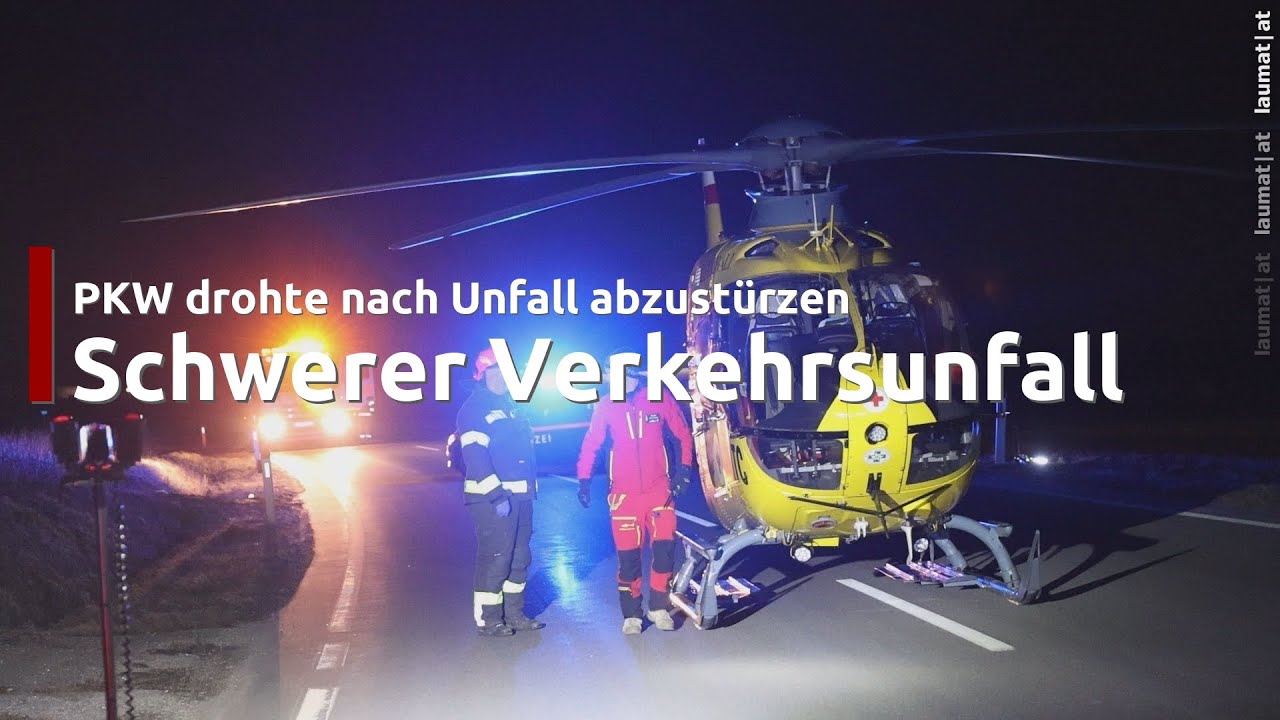 Sierning: PKW drohte nach schwerem Unfall mitsamt eingeklemmtem Lenker über Geländekante abzustürzen