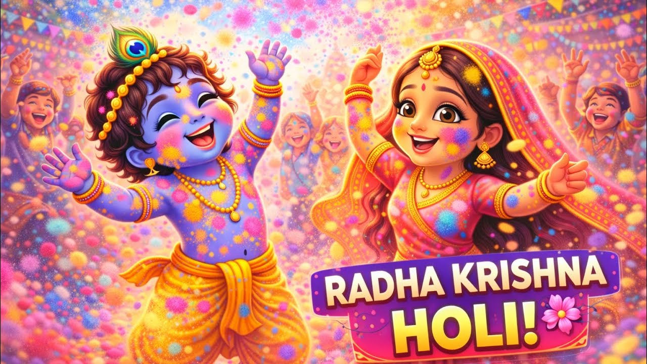 Radha Krishna Holi Song 2026 🌸 | Kids Cartoon Holi Rhyme | Kanha Radha Color Festival