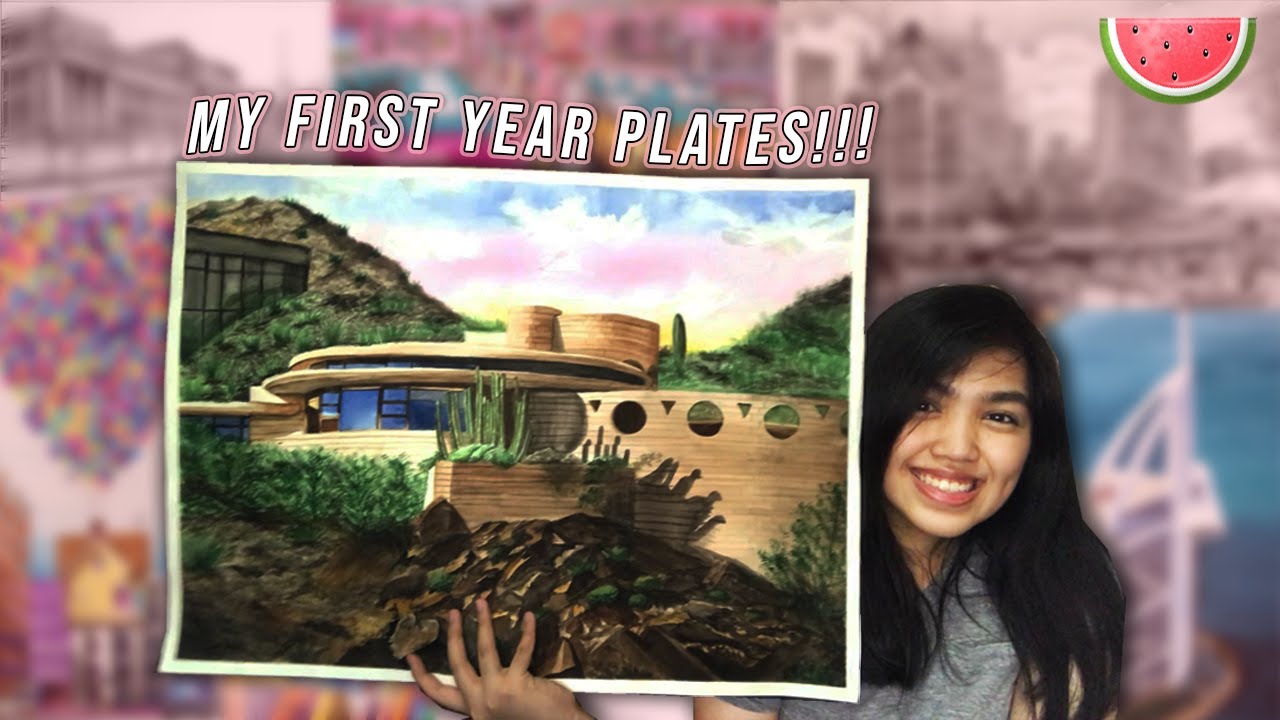 MY FIRST YEAR ARCHITECTURE PLATES 💗  || Visual Communications || architecture student in Philippines