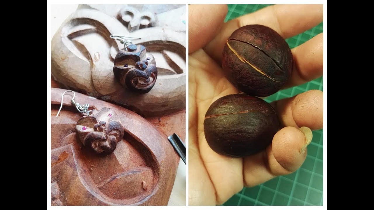 How to carve an Avocado seed earring/ Maori style Wheku mask/ Part 1-3
