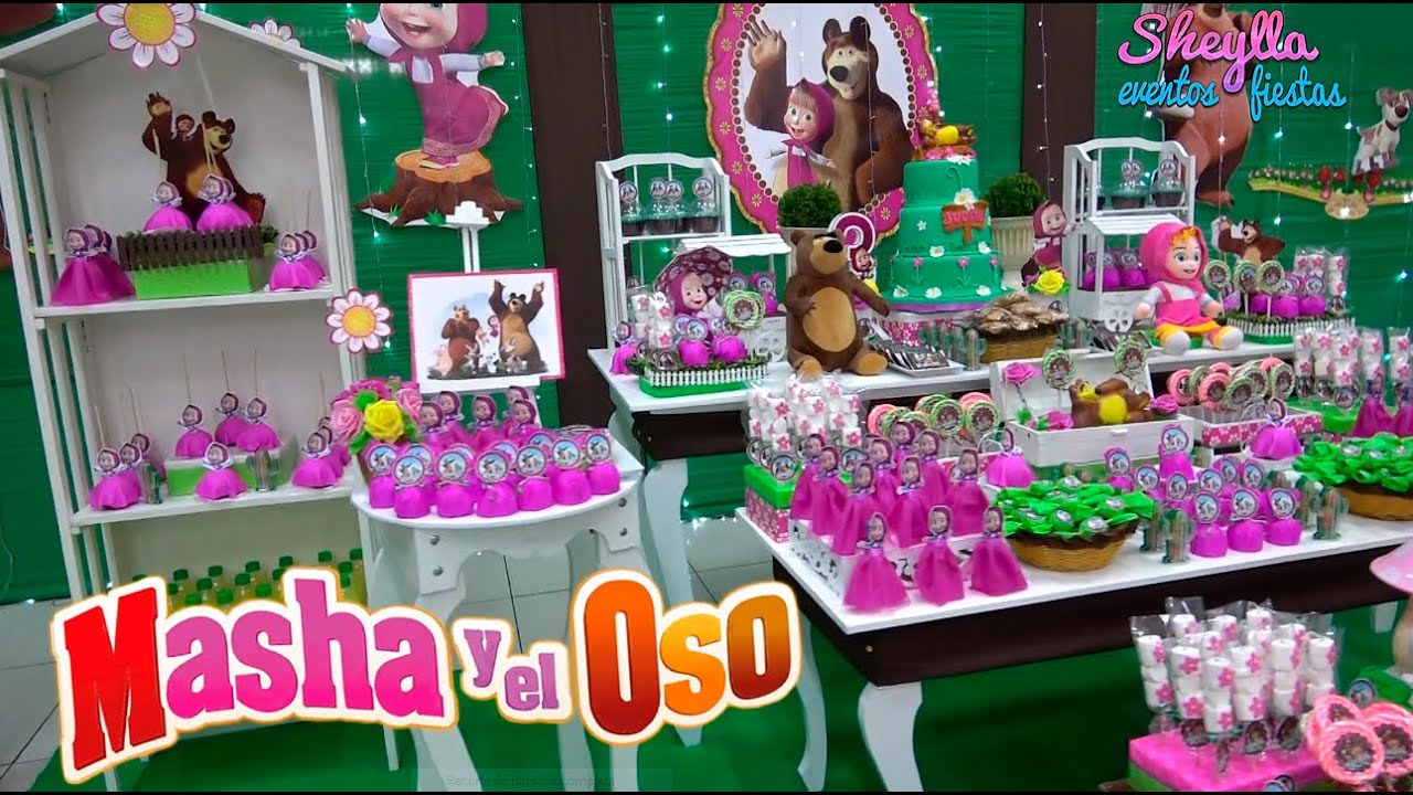 Masha y el Oso, como decorar mesas de Masha y oso, mesa de dulces, tortas, bocaditos, decoracion
