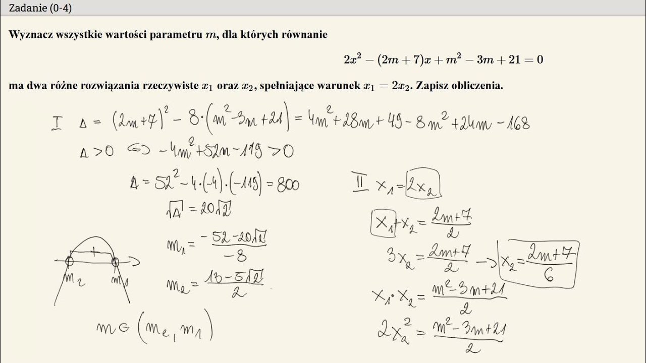 Równanie kwadratowe z parametrem - poziom rozszerzony