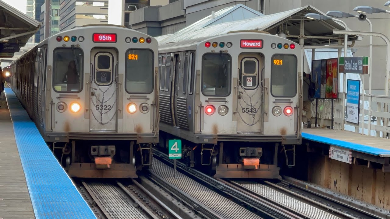 CTA “L” Loop Train Action During PM Rush + Red Line “Over The Top” Action At State/Lake