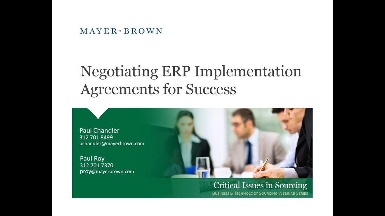 Mayer Brown's Negotiating ERP Implementation Agreements for Success