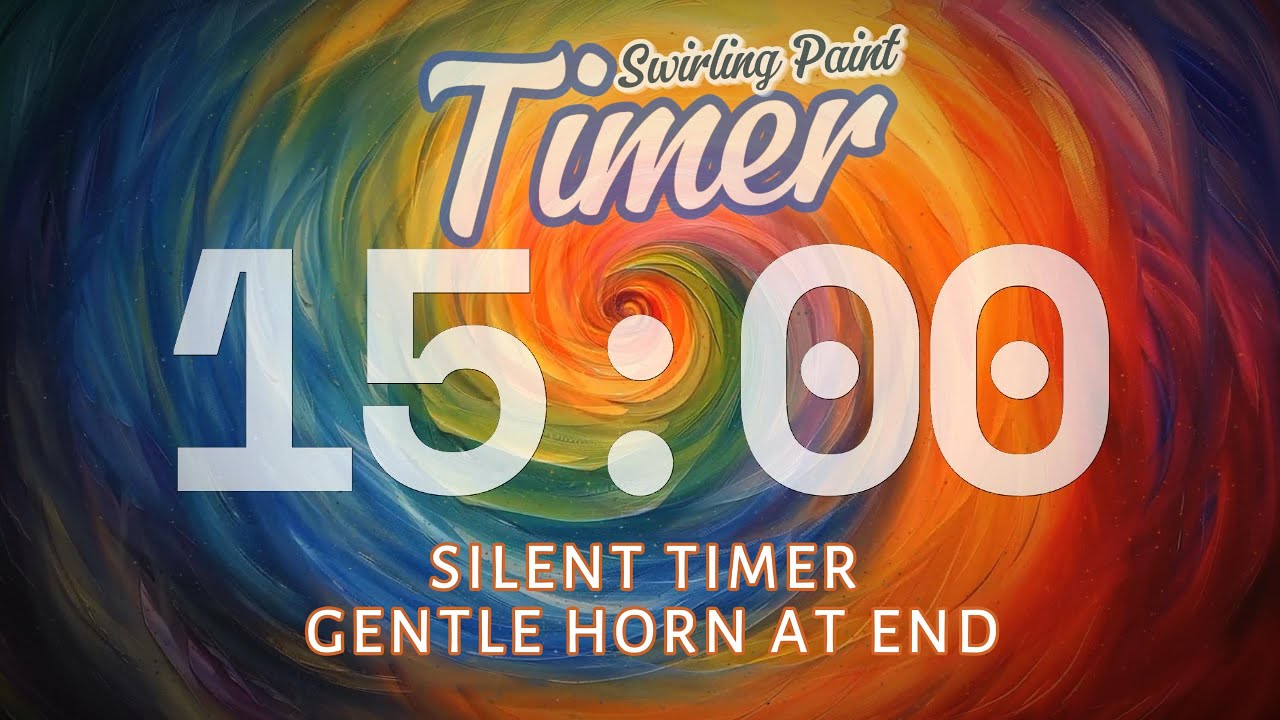 15-Minute Silent, Colorful Swirling Timer with Gentle Foghorn End – Silent Countdown