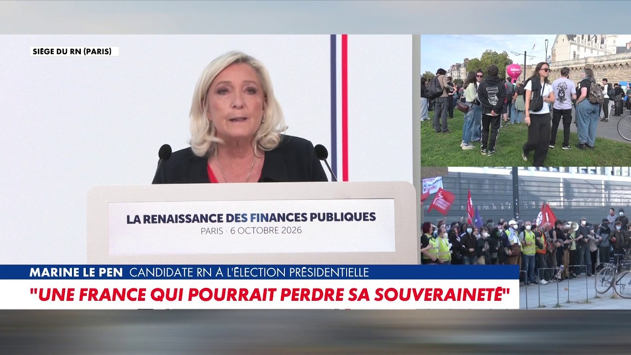 Marine Le Pen annonce les objectifs qu'elle se fixe si elle est &eacute;lue lors de la pr&eacute;sidentielle 2027