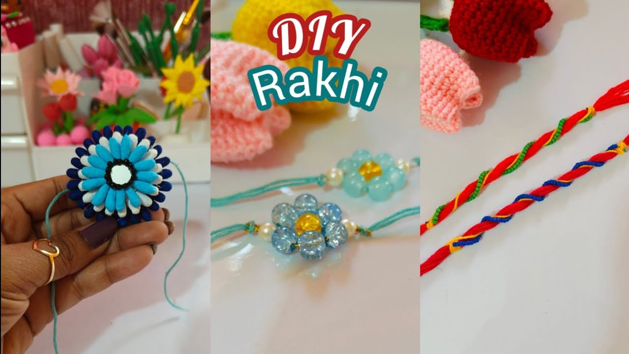 Handmade 3 beautiful Rakhi 😱 How to make easy Rakhi at home #diy #rakshabandhan #rakhimaking