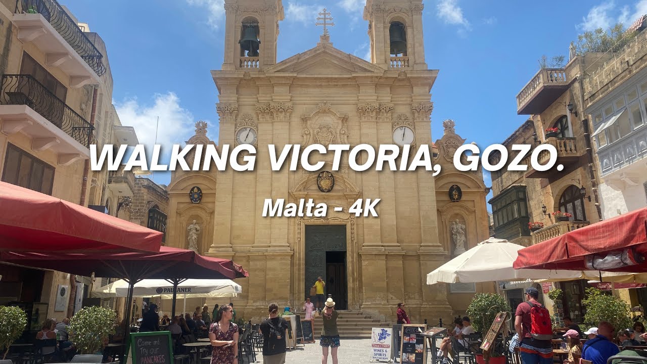(ASMR) Walking through Victoria, the capital of the island of Gozo in Malta 😎/ Video 4k-HDR.