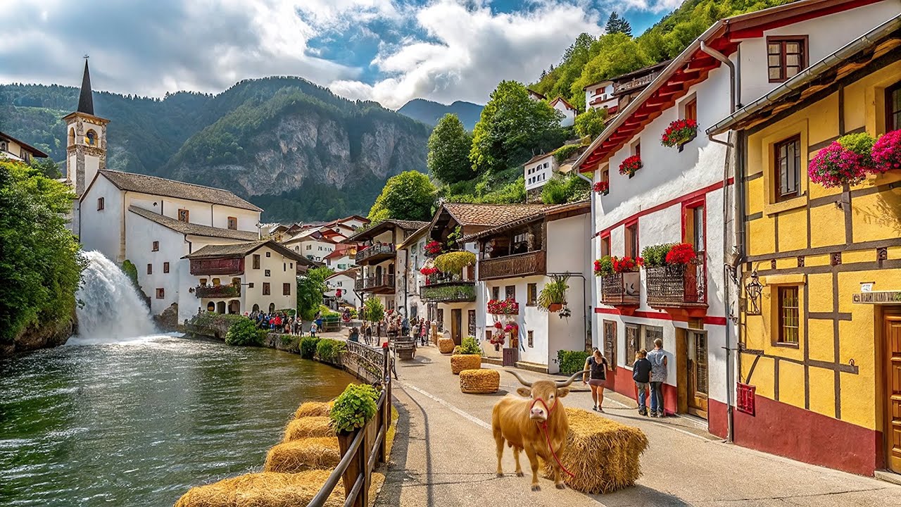 ELIZONDO - BEAUTIFUL HIDDEN VILLAGE ON FRANCE BORDER: WALKING IN SPAIN COUNTRYSIDE LIFE