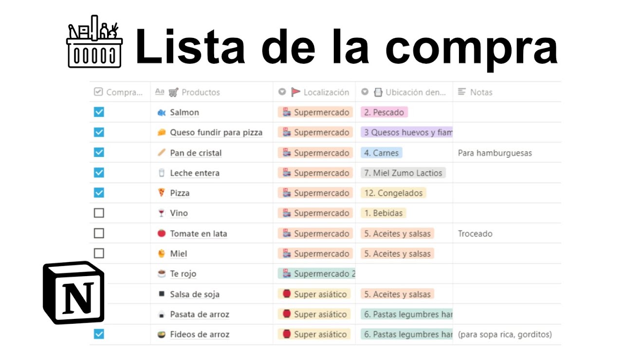 Lista de la compra con Notion 📖
