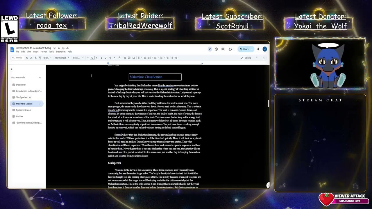 Malumbra Documentation Reading - Guardians' Song