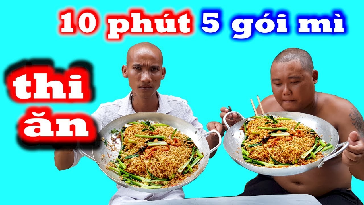 Thử Thách Ăn Thi 5 Gói Mì Tôm Xào Với Thánh Ăn Đầu Trọc - Muốn ăn Phải Lăn Vô bếp | Sơn Dược Vlogs