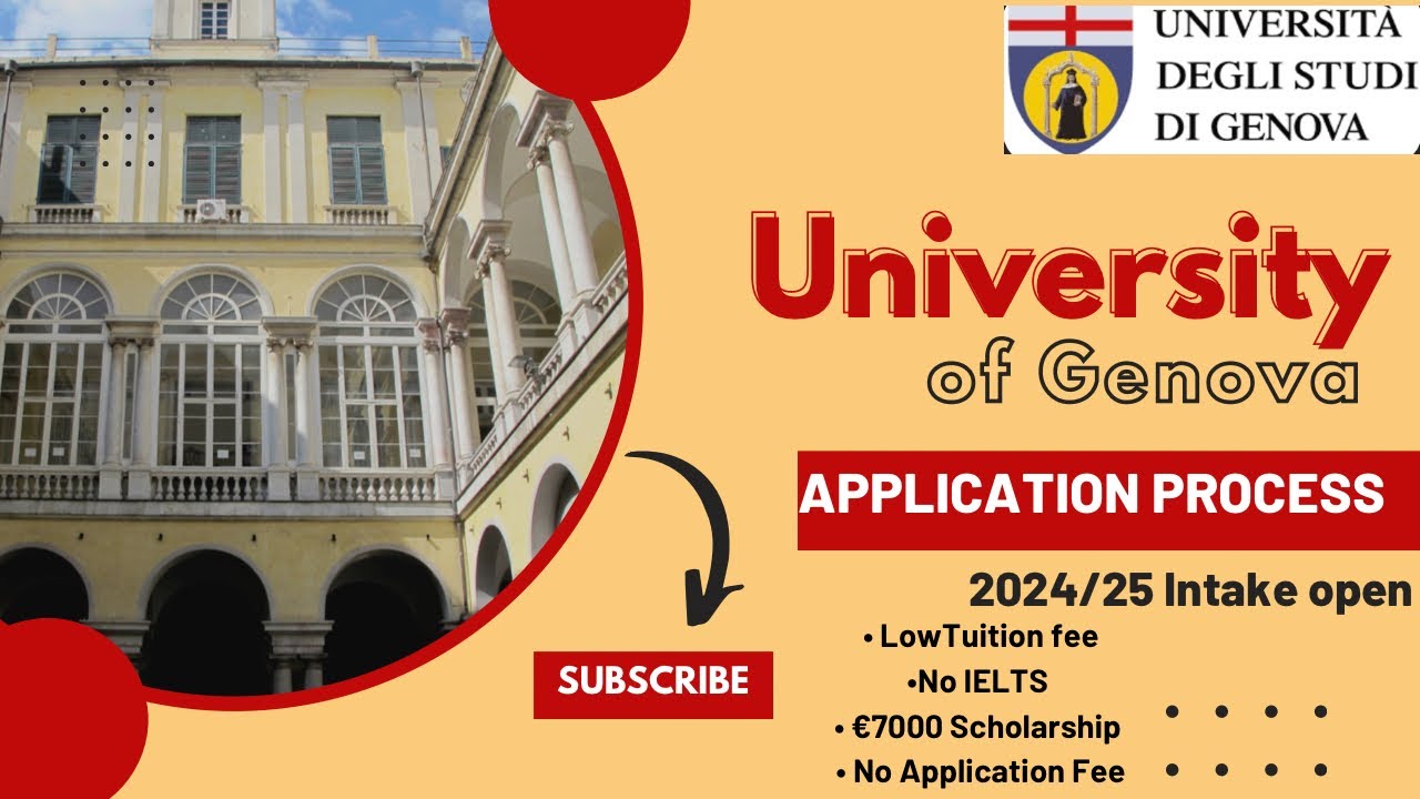 UNIVERSITY OF GENOVA APPLICATION PROCESS 2024/25 | No IELTS| €7000 Scholarship| No Application Fee