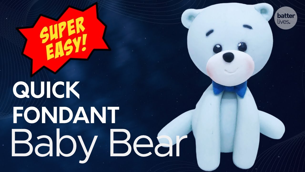 HOW TO MAKE  FONDANT BABY TEDDY TOPPER FOR YOUR CAKES I BATTERLIVES I FONDANT TOPPER TUTORIAL