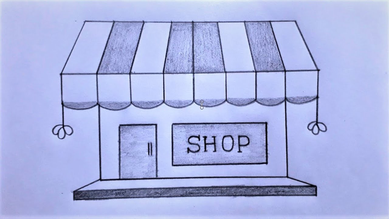 How to Draw a Shop | Shopping Mal Drawing for Beginners | Pencil Drawing Tutorial