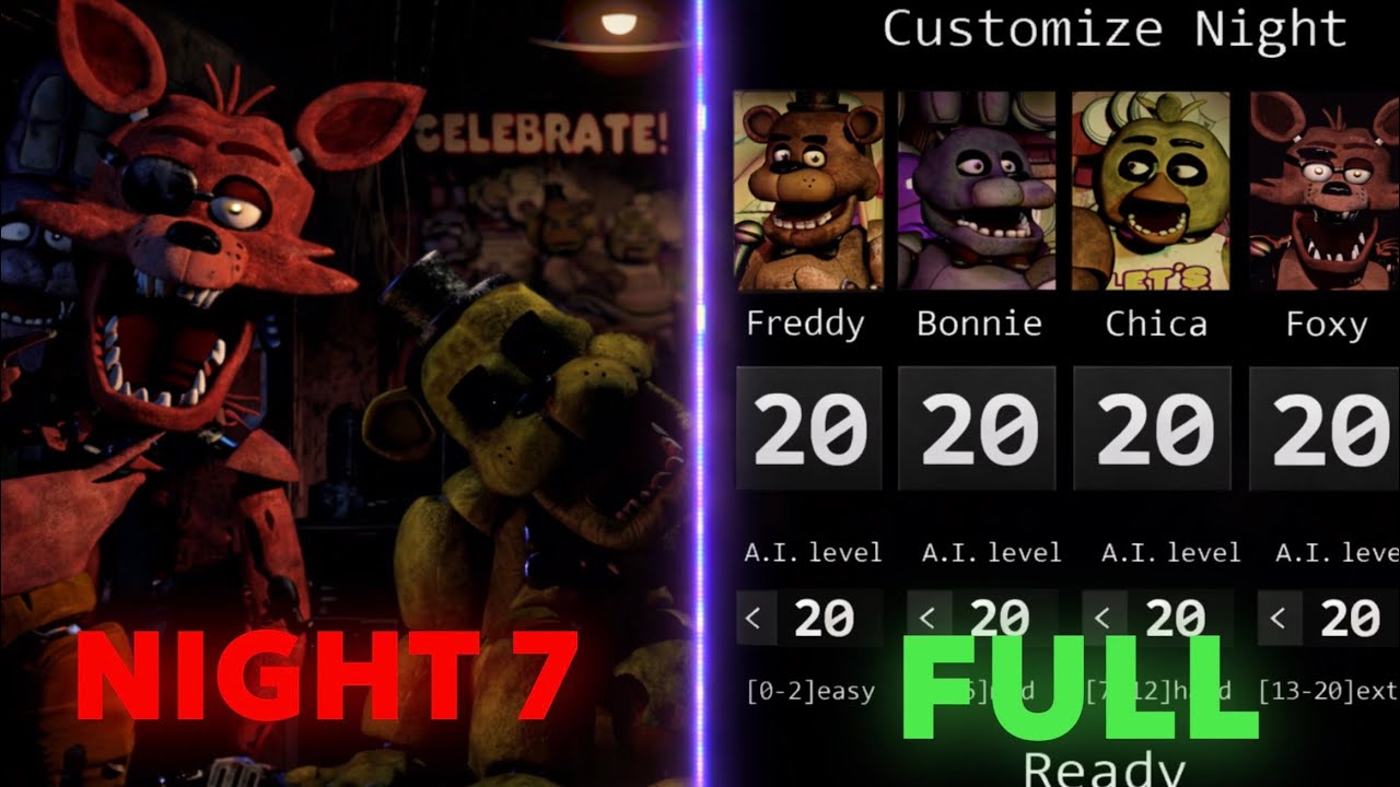 FNAF Night 7 Full animatronics!!! 