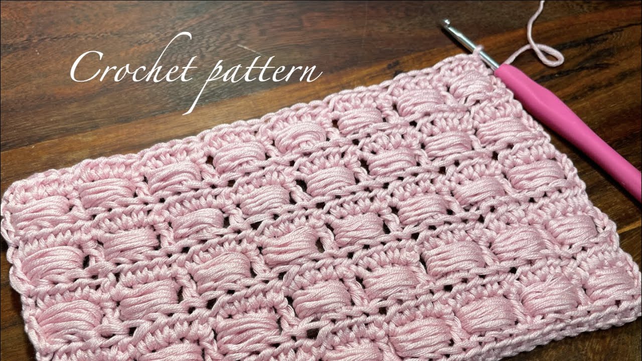 Sweet Retro Puff Pattern 🧶Hækling Tutorial 🧶Step by Step 🧶 mønster til smukke tæpper og sjaler