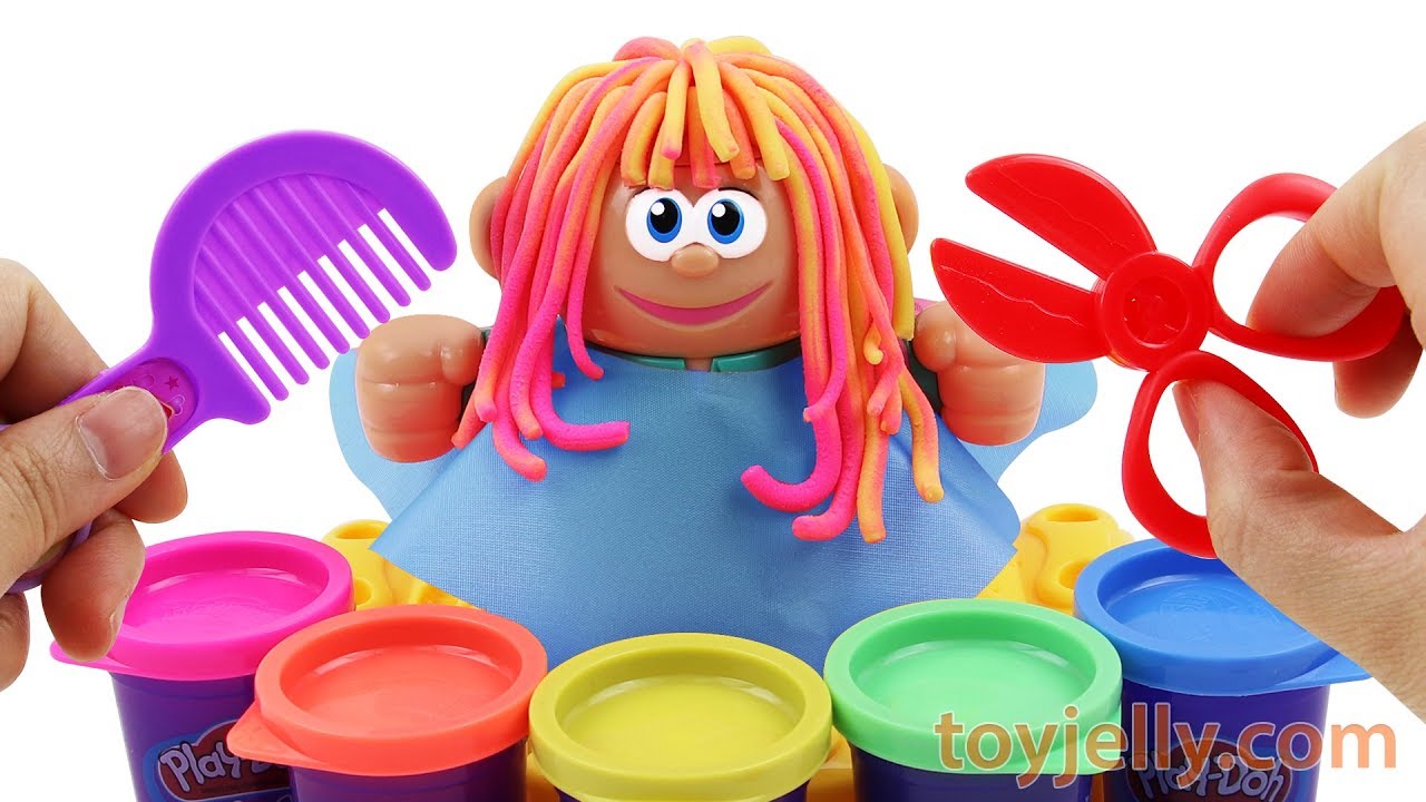 Change Various Hair Style with 6 Colors Play Doh Hair Salon Play Set Baby Toy Appliance for Kids