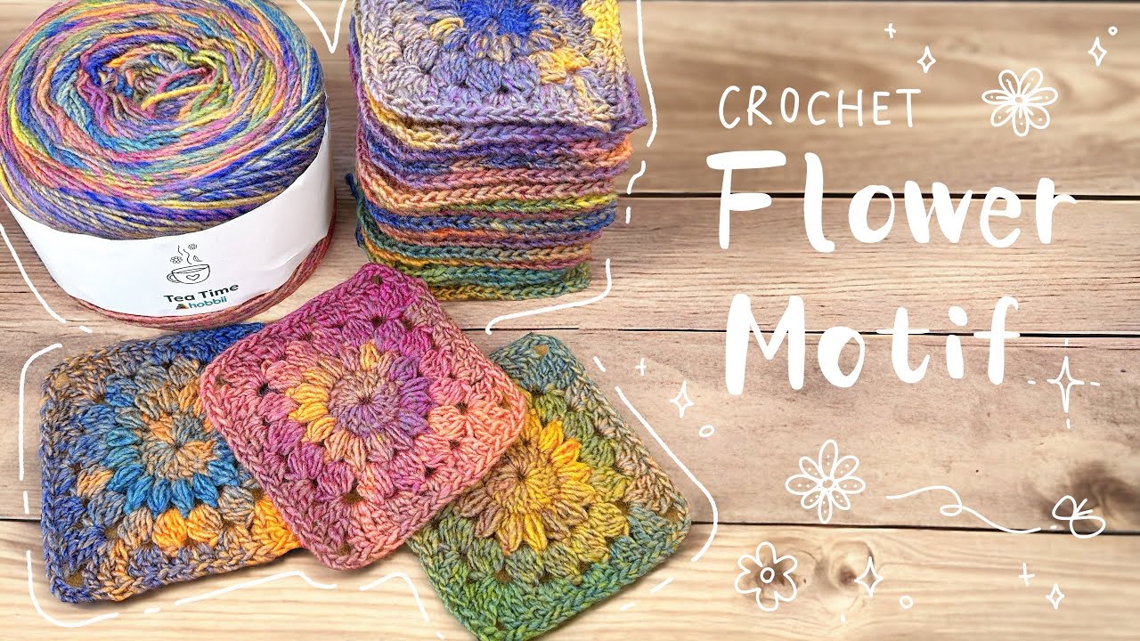 お花のモチーフをたくさん編んでいます🌼【かぎ針編み／crochet／編み方動画】Hobbii TeaTime