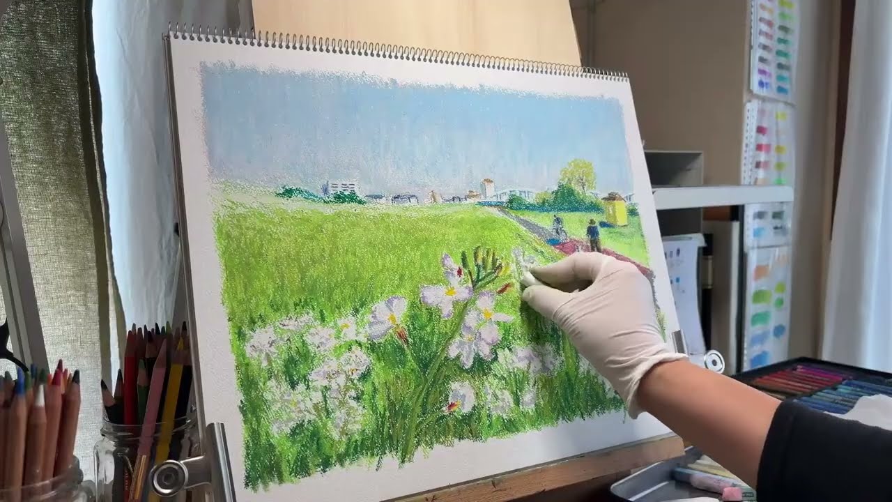 オイルパステル練習｜河原のハマダイコン3