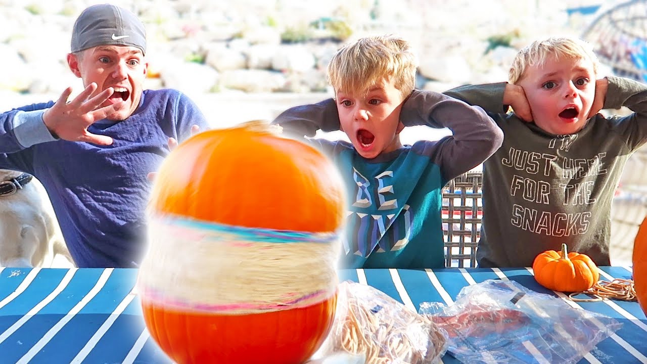 Exploding Pumpkin Challenge! How Many Rubber Bands?