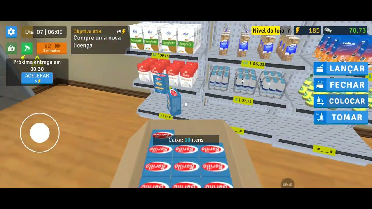 Jogando simulador de supermercado 