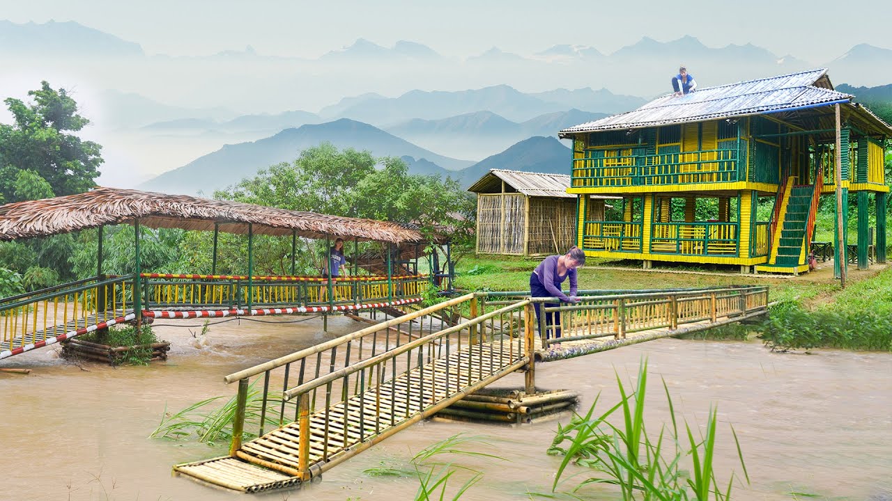 Young Girl has Made Building a 100 Meter Long Bamboo Bridge Easier from Start to Finish