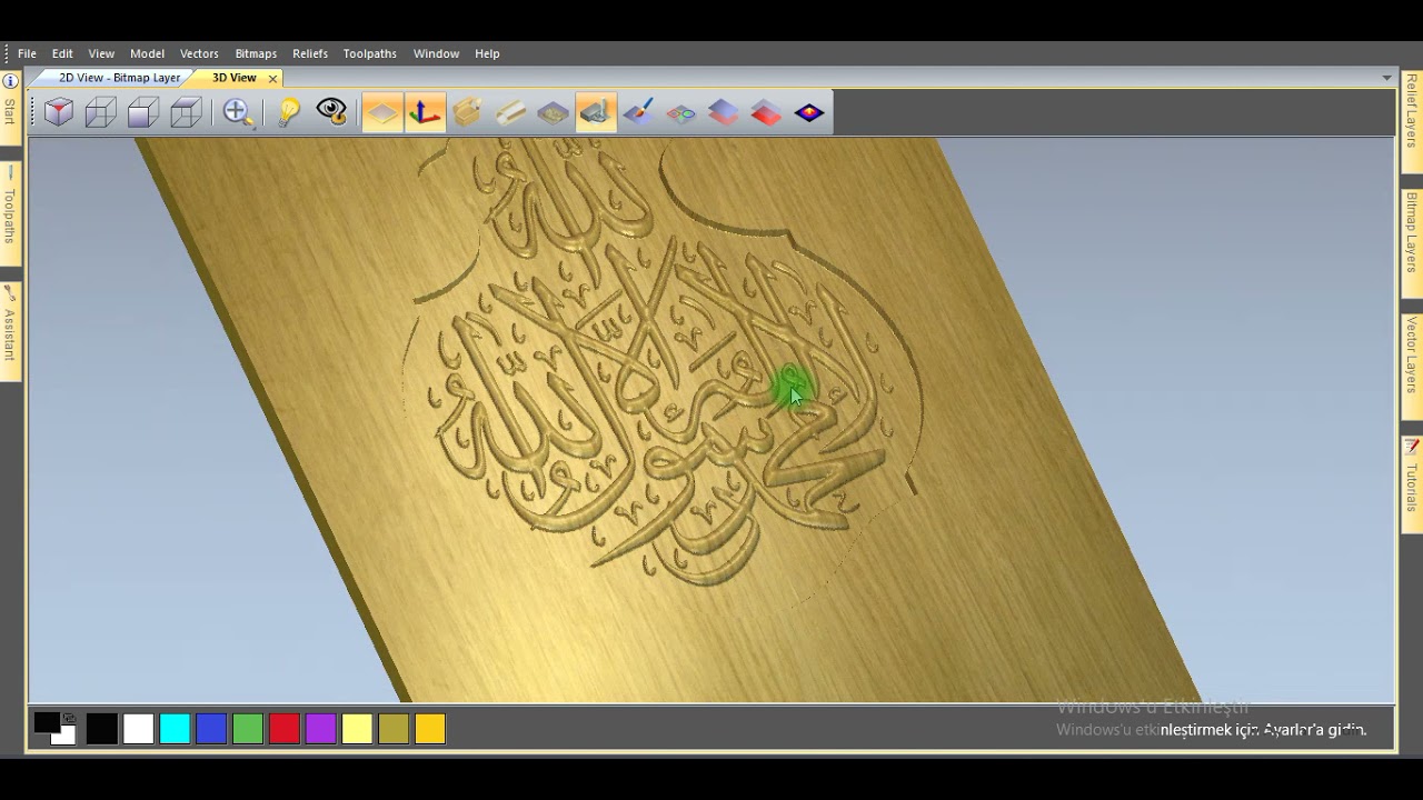 vektörden rölyef yapma yöntemleri -Artcam, vektor to relief -shape editor&Constant Height Letters