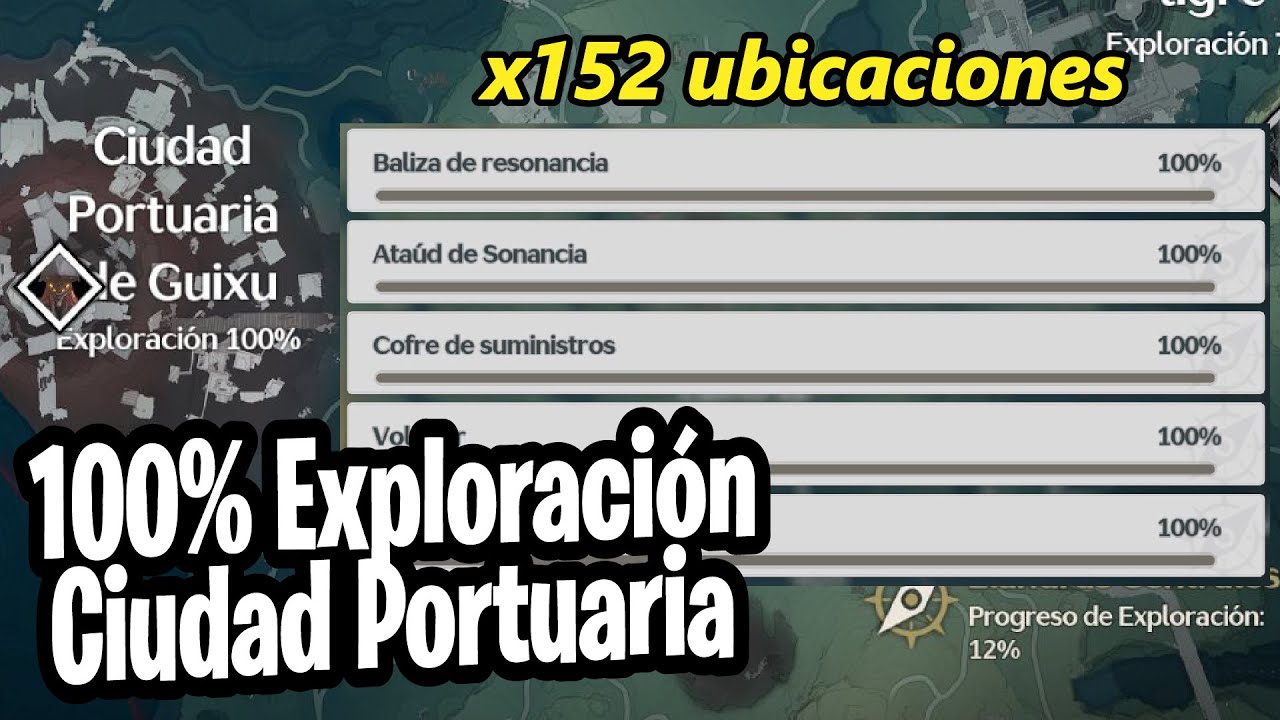 Como conseguir el 100% del mapa Ciudad Portuaria, Suministros (Cofres), Voladores... Wuthering Waves