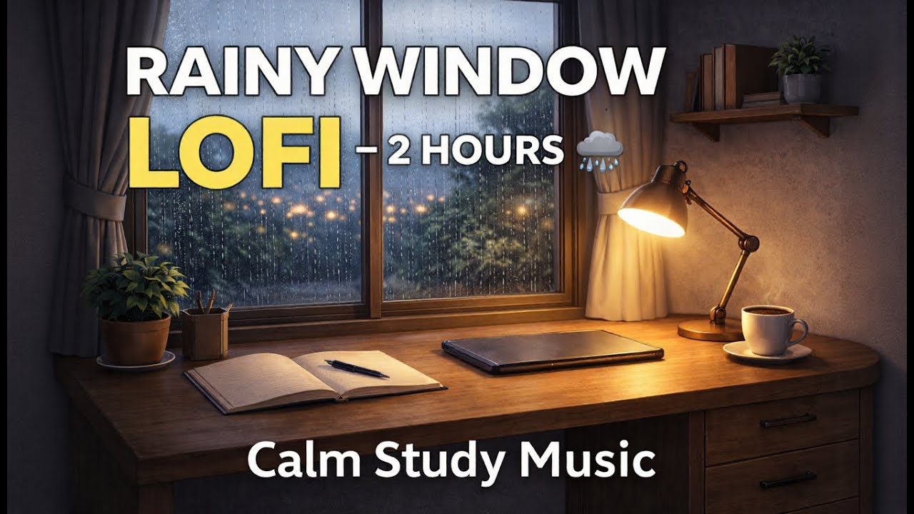 Rainy Window Lofi – 2 Hours Calm Study Music 🌧️