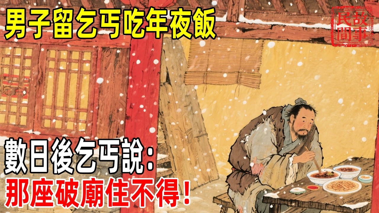 男子留乞丐吃年夜飯，數日後乞丐說：那座破廟住不得！【壓箱底的舊事】#故事#民间故事#故事会#民間故事#故事會#温馨故事#民间传统故事