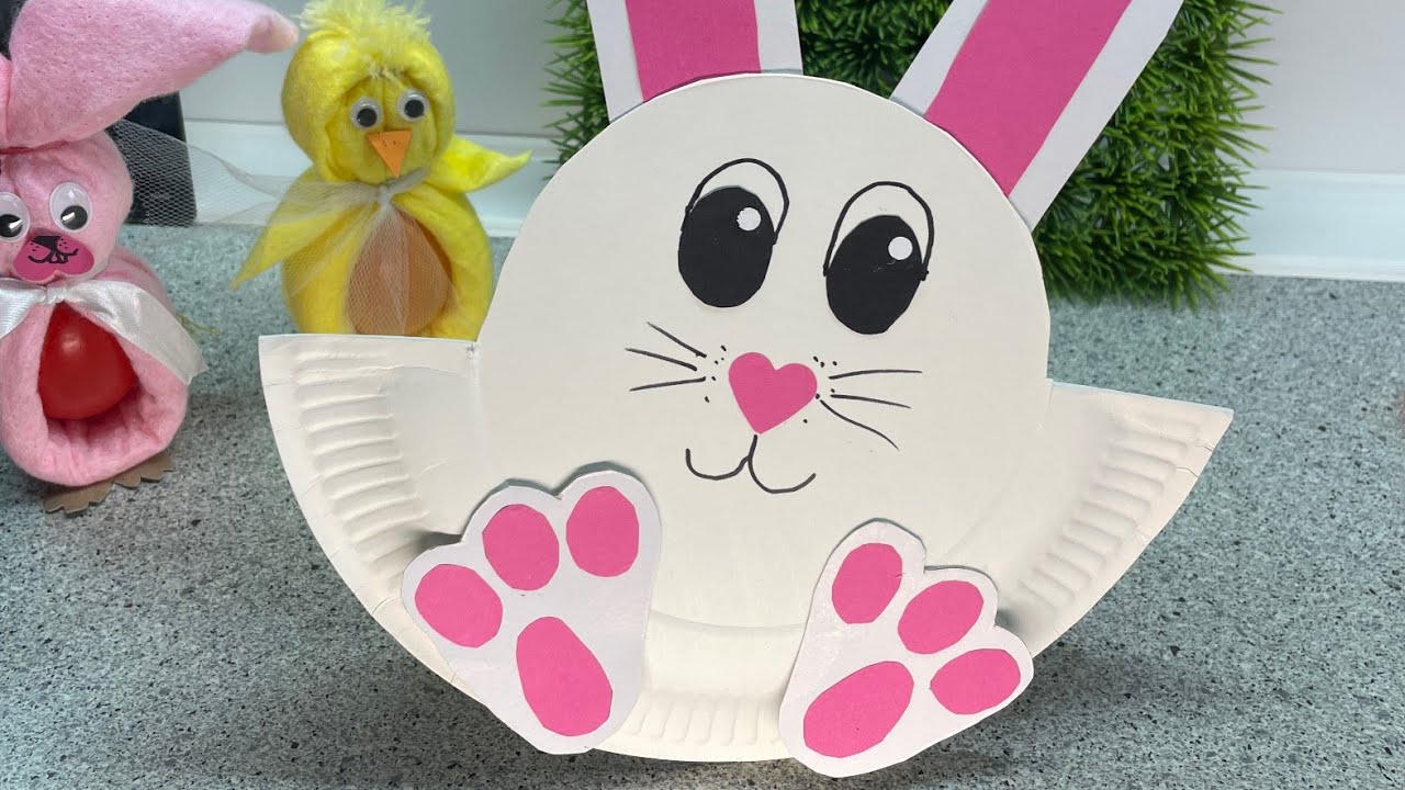 Wackelhase ,Osterhase aus Pappteller 😍