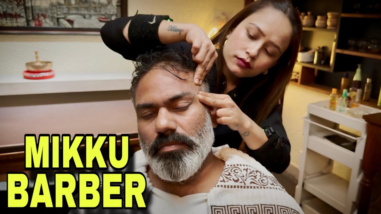 Mikku barber Head massage with neck unlock adjustment to relief neck pain! Indian barber