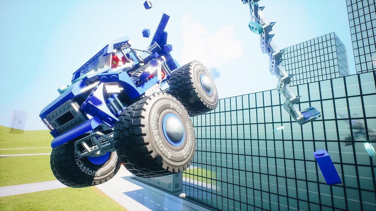 Car Falls into The Pit through Spike Strip | Brick Rigs