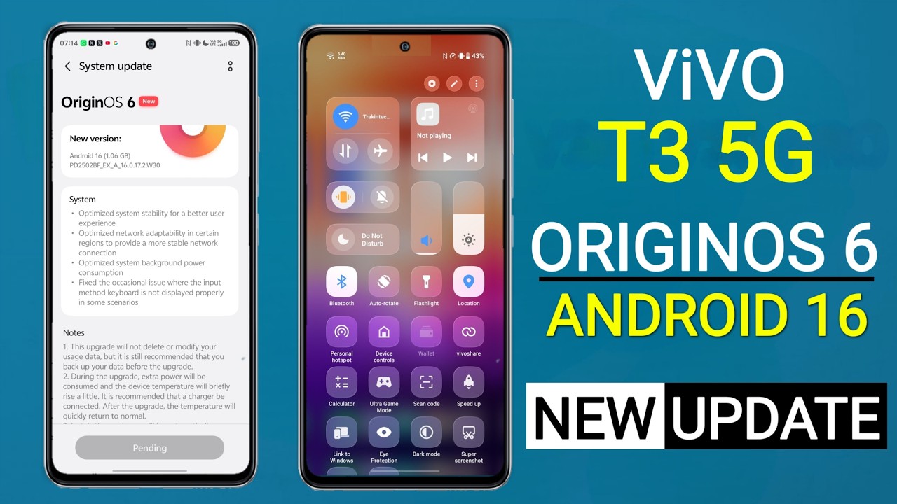 Vivo T3 5G OriginOS 6 Update | New Features & Release Date | Vivo T3 Android 16 #vivot3