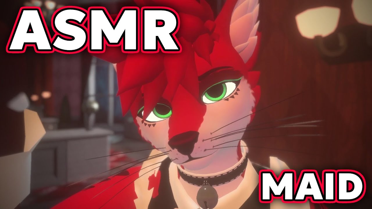 ASMR Femboy fox puts on a maid outfit for you 🧹👗 | Soft spoken, brushing, tapping, mouth sounds