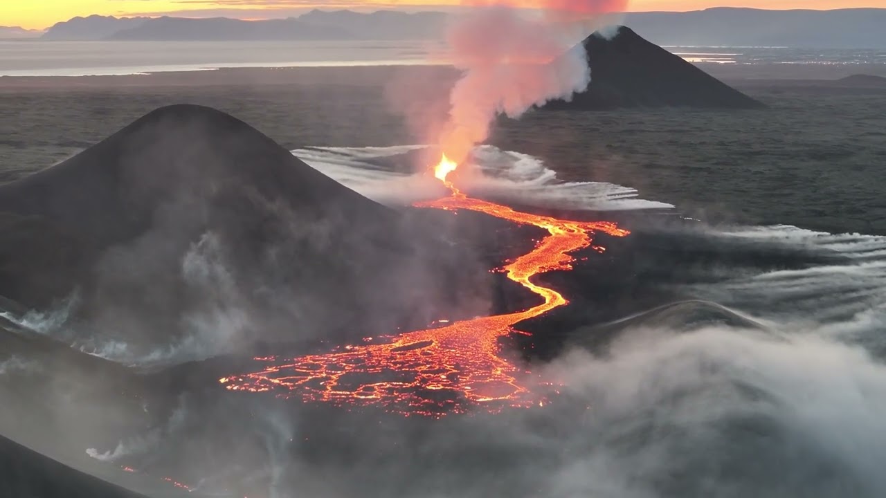 Erupting Iceland Volcano 4K Drone Footage DJI Mavic 3 Pro Cine Beethoven Elliot McGucken Fine Art