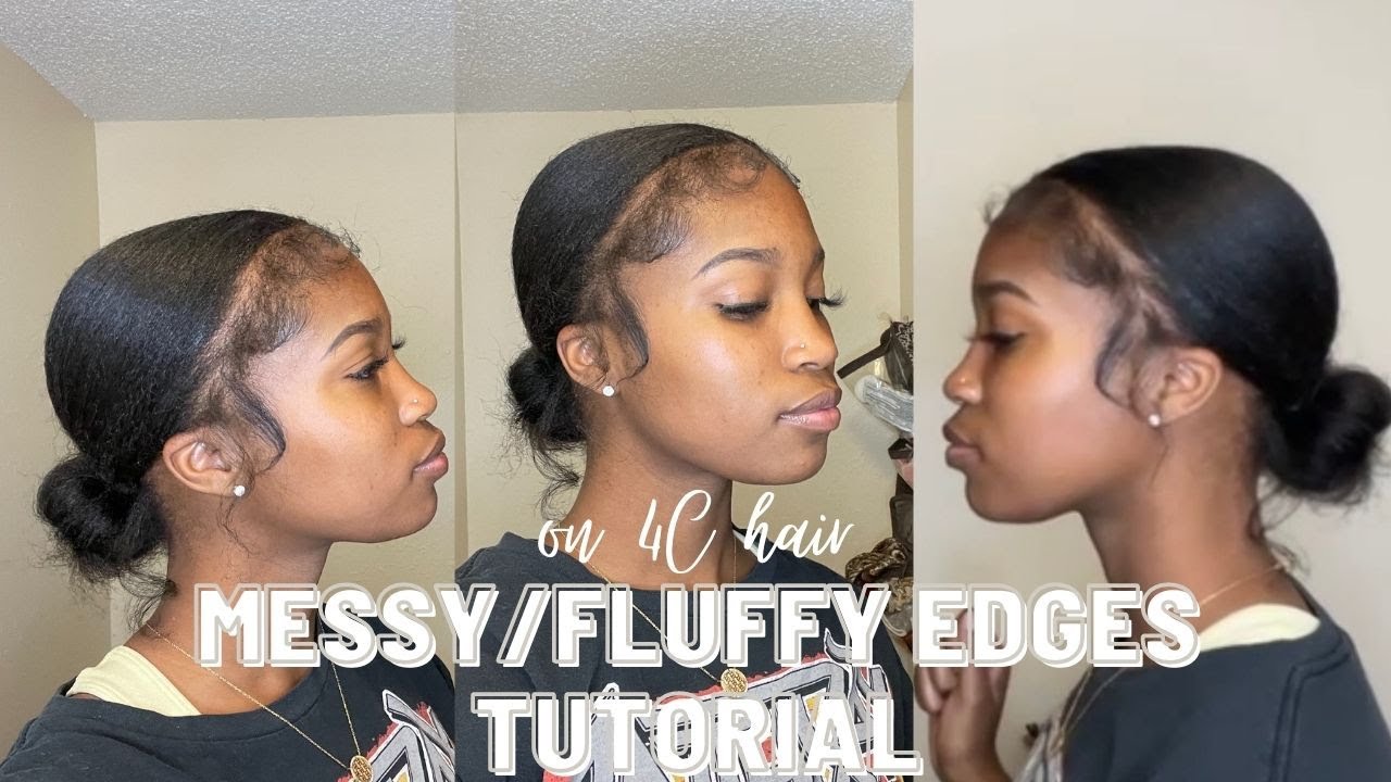 MESSY FLUFFY EDGES ON 4C HAIR TUTORIAL//SLICK BACK BUN